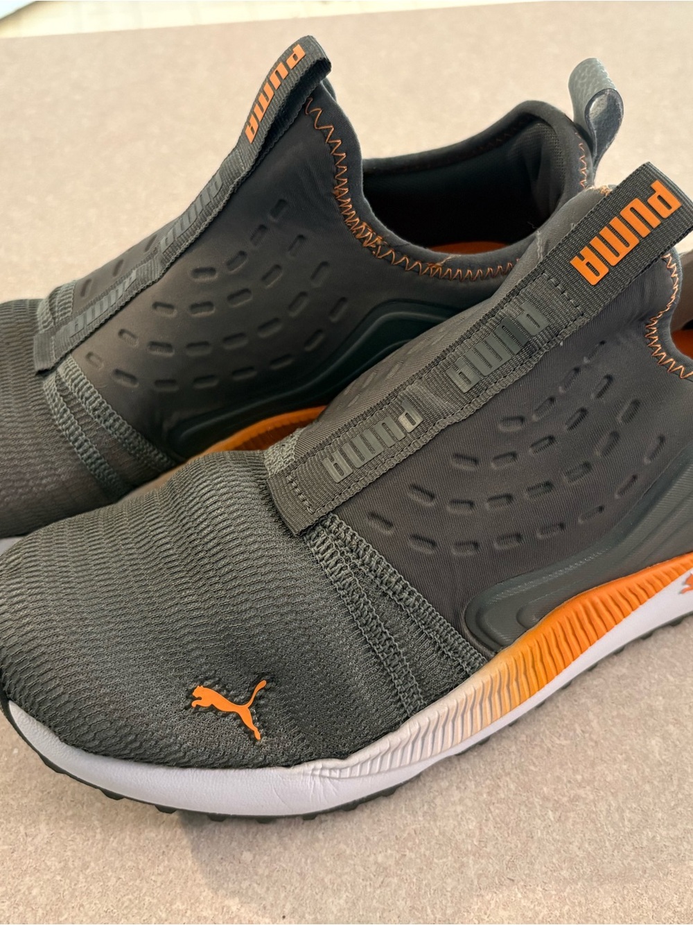 Puma Men’s Slip-On Athletic Shoes - Gray with Orange
